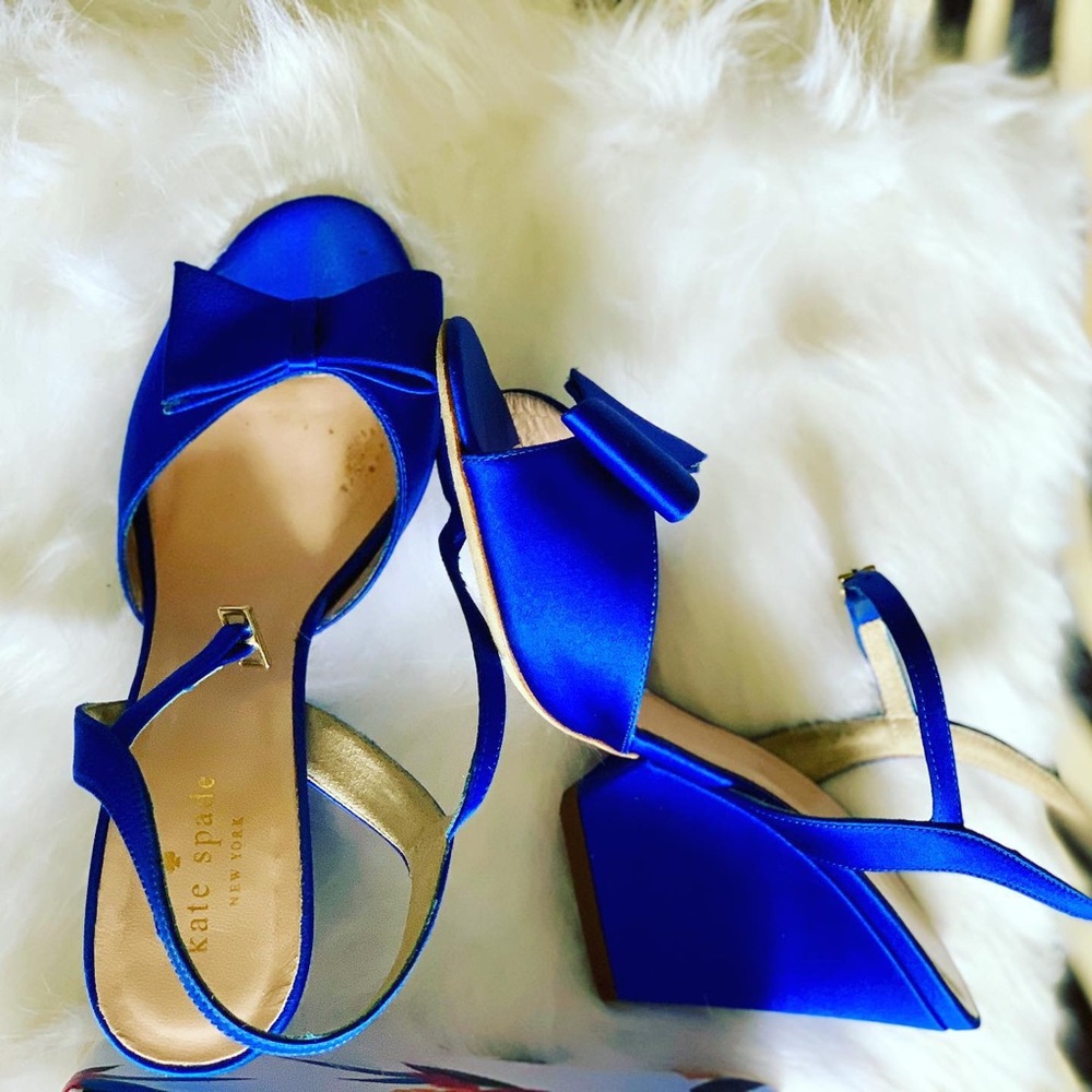 Kate Spade satin wedges- blue